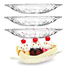 Plato para banana split, bol para helado, bol para postre, transparente, 4 piezas, 180 ml