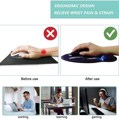Ergonomisk musemåtte med håndledsstøtte i memory foam 1