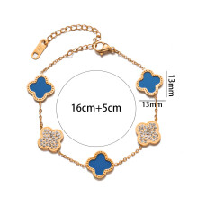 Titanstålsklöverarmband med zirkoner - Eleganta lyxiga smycken som inte mattas av