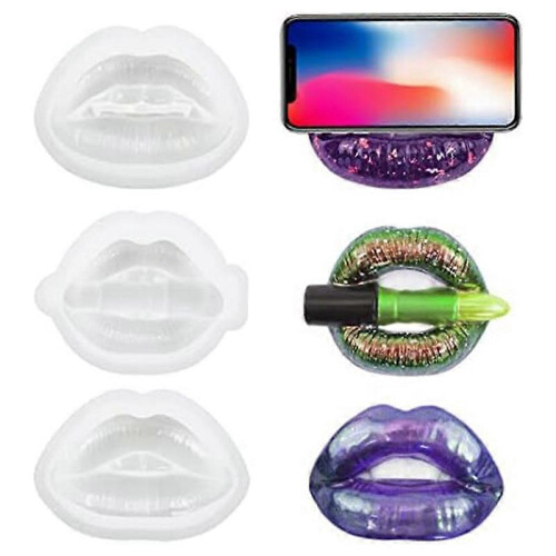 3 Pcs 3D Lips Phone Holder Resin Mold, UV Epoxy Silicone Casting Mold 1