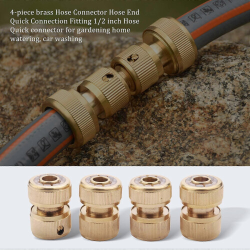 4 Pc 1/2 inch Brass Hose End Quick Connect Fitting Connector compatible with Gard 1