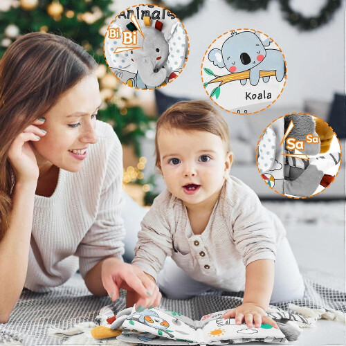 Baby Books 0-6 Months,2 Pcs Newborn Touch Feel Activity Early Development Toy 2