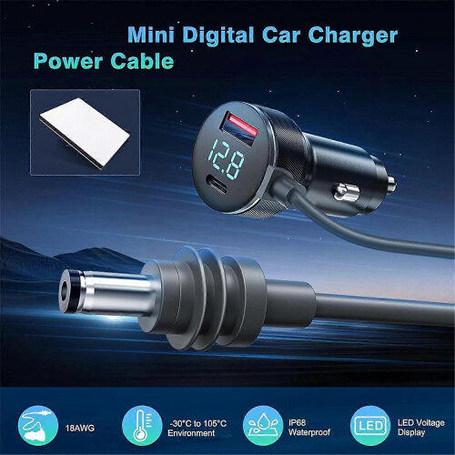 1pc 3-in-1 Starlink Mini DC Power Cable, 65W Fast Charging Station, Type-C USB Socket Cigarette Lighter 2