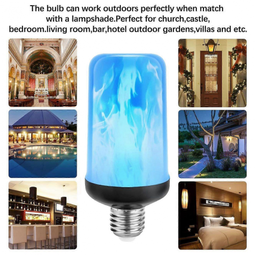 LED Flame Effect Light Bulb E27,Decorative Flickering Realistic Fire Lights Bulb,Festival Decoration Lamp,Black-C 2