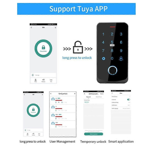 Tuya APP Access Control Keypad Bluetooth Remote Control RFID IC M1 Card Fingerprint Access Keyboard 1