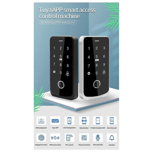 Tuya APP Access Control Keypad Bluetooth Remote Control RFID IC M1 Card Fingerprint Access Keyboard 2