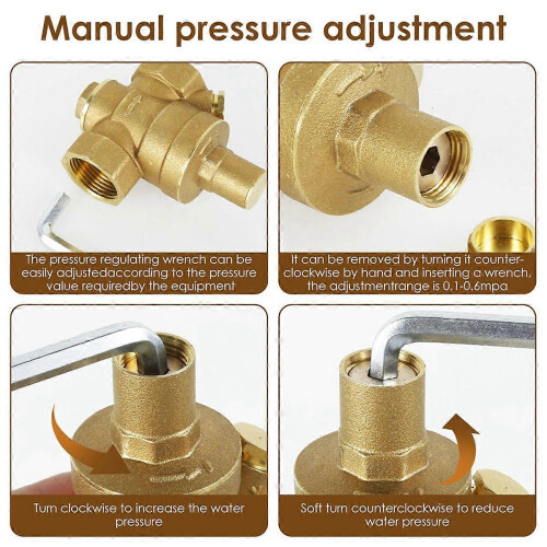3/4inch DN20 Brass Water Pressure Regulator Adjustable Relief Valve 2