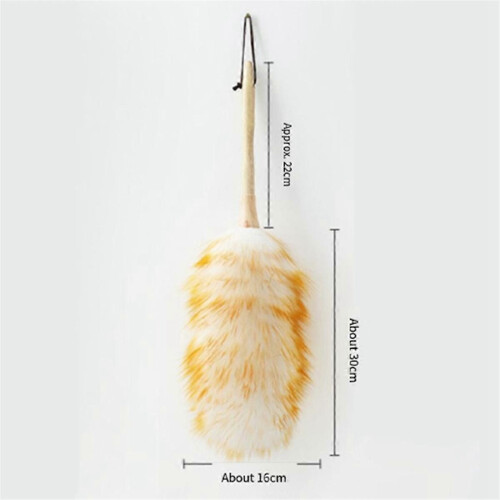 Lambswool Duster with Solid Wooden Handle Flexible Anti-Static Head compatible with Office Home Car 1