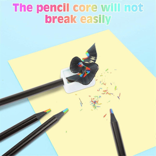 Set di 7 matite in legno multicolore arcobaleno per disegnare e colorare 2