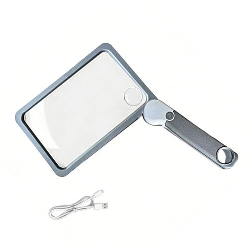 3X Magnifying Glass Folding Handheld Magnifying Glasses-grey