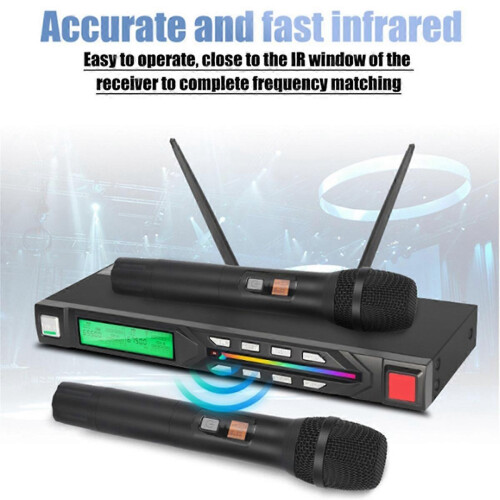 Handheld Portable Wireless UHF Microphone System Dual Antenna Long Range compatible with Karaoke Stage Performance 2