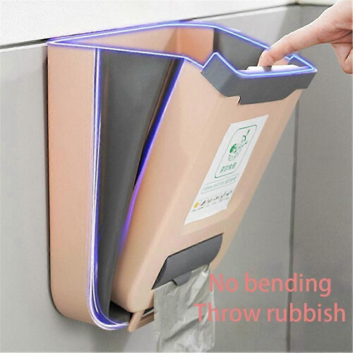 Kitchen Wall-Mounted Folding Trash Can Household Cabinet Hanging Storage Trash Basket Classification 2