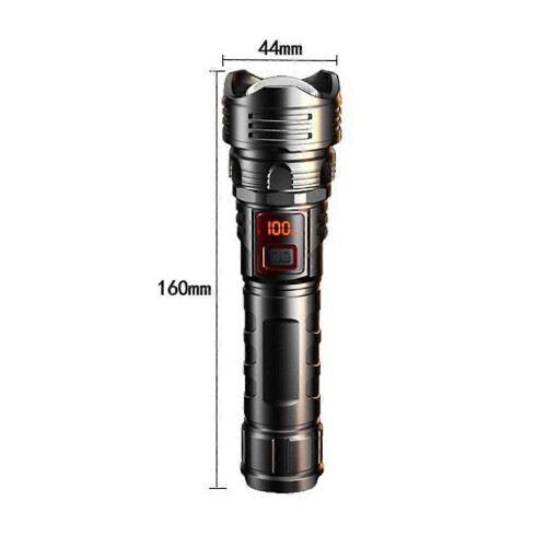 Rechargeable Portable LED Flashlight with Digital Display Telescopic Zoom Outdoor Work Light 1