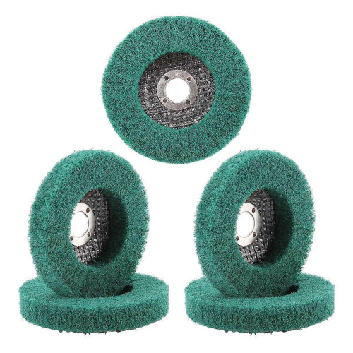 Conjunto de 5 discos de lixa de fibra de nylon para polimento, brunimento e desbaste, compatíveis com esmerilhadeira angular. 2