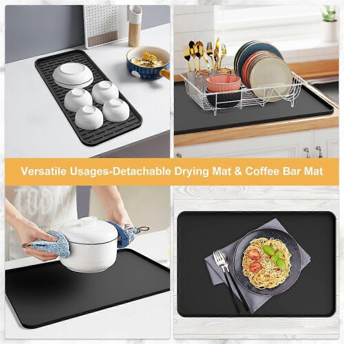 Tapete para cafeteira de 40 x 60 cm (15,75 x 23,6 polegadas) compatível com bancadas e com tapete removível para secar louça. 2