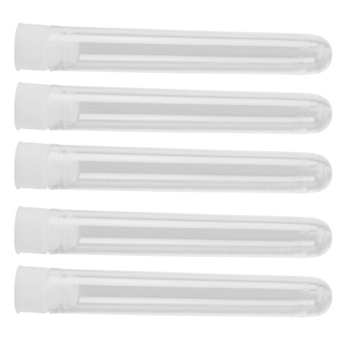100pcs clear plastic test tubes with white screw caps, sample containers, 12x75mm 2