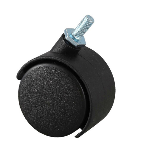 40mm Dual Wheel Rotating Box Black 6mm Threaded Stem 2