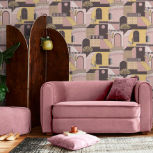 Holden Decor Medina Pink Yellow Wallpaper 13102 - Mediterranean Building Leaf