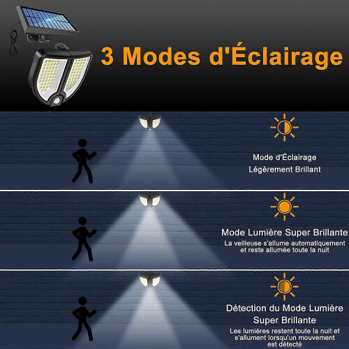 Outdoor Solar Light with Motion Detector, 90LED Separable Solar Panel Floodlight 1