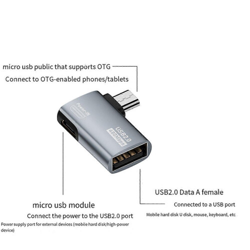 4K OTG cable adapter Micro-USB to USB Angled design compatible with tablets and TVs 2