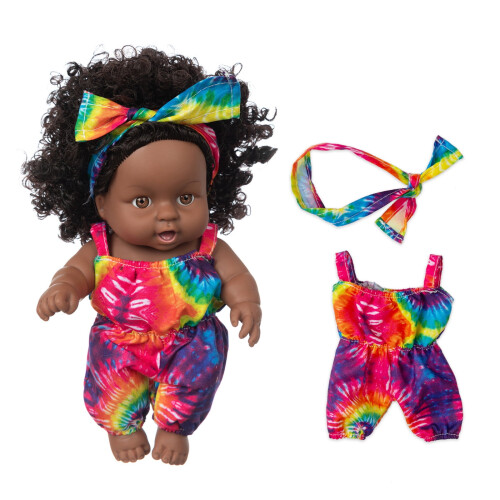 8 tommer sort vinyl genfødt babydukke 2