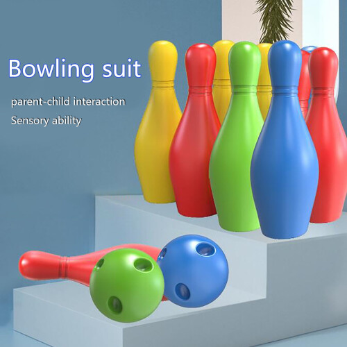 Mini Bowling Set Kids Plastic 10 Pins 2 Balls 1