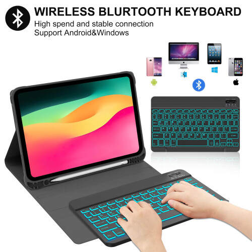 Θήκη iPad 10ης γενιάς με αποσπώμενο πληκτρολόγιο Bluetooth, μαύρη 2