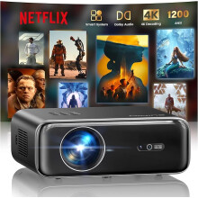 Smart 4K Projector,1200ANSI FHD 1080P Portable Projector,HDR10 Short Throw Auto Focus/Keystone WiFi6 Bluetooth 50% Zoom
