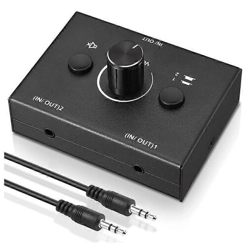3.5mm Audio Switcher, 2 Input 1 Output / 1 Input 2 Output Audio Splitter Switcher Box 1