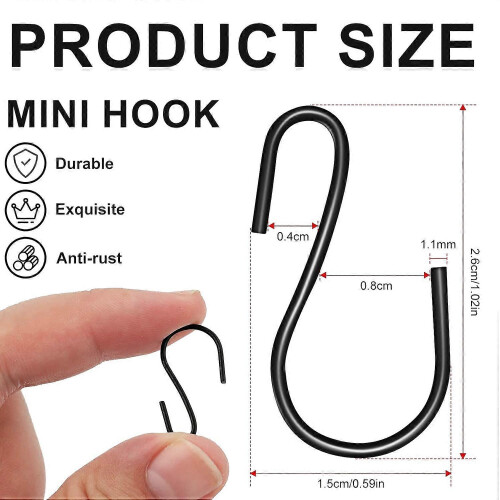 120pcs 1-inch Metal Mini S-hooks, Mini Decorative Hooks 1