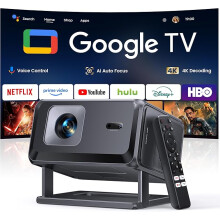 【Built-in Google TV】Smart 4K Projector for Home Cinema, Native 1080P Portable Short-Throw Projector with Apps, Auto Focus & 6D Keystone