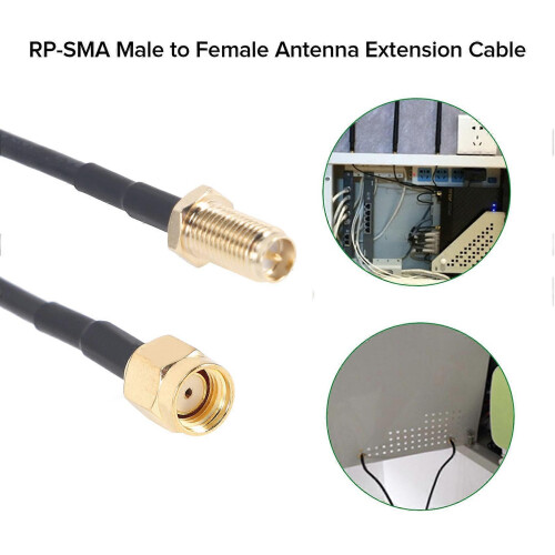 Καλώδιο επέκτασης κεραίας Wifi RP-SMA αρσενικό σε θηλυκό, μαύρο 10 μέτρα 1