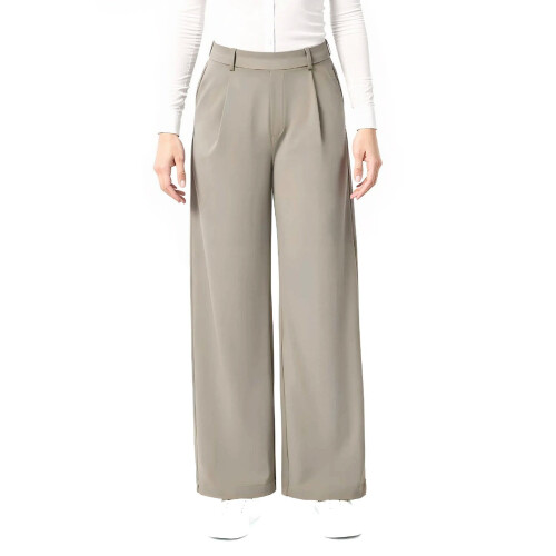 Women's wide-leg stretch work pants,  business-Light Gray XL