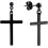 Stainless Steel Cross Dangle Stud Earrings Pair Black 1