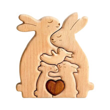 Puzzle in legno raffigurante una famiglia che si abbraccia – 13,5 cm, Pasqua e adozione