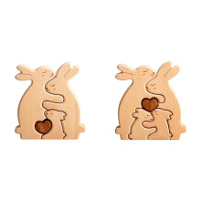 Set di puzzle in legno "Famiglia che si abbraccia" - 2 pezzi