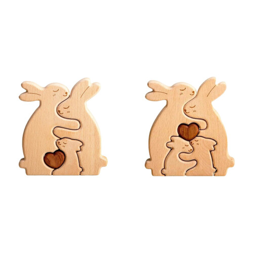 Drevená sada puzzle pre objímanie rodiny – 2 diely