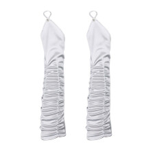 Weiße, fingerlose Opernhandschuhe aus Satin, 33 cm
