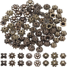 Embouts de perles en forme de fleur, alliage bronze antique, 240 pièces