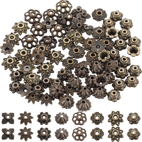 Embouts de perles en forme de fleur, alliage bronze antique, 240 pièces