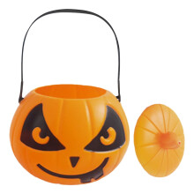 Seau à bonbons d'Halloween en forme de citrouille, en plastique, 1 pièce