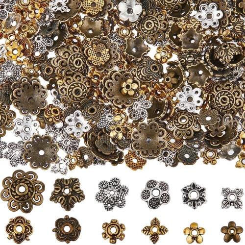 360 perles d'espacement en forme de fleur – Alliage tibétain, 12 styles,