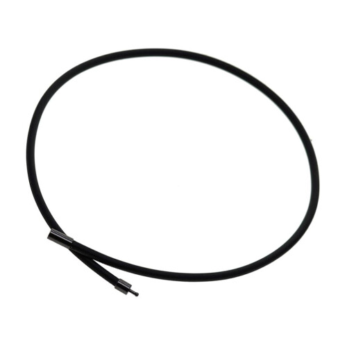 Sort silikone halskædesnor med messinglås 50 cm