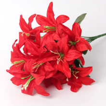 Bouquet de lys artificiels rouges à 10 têtes