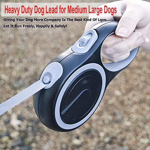 Retractable Leash, Nylon with Chew Proof Chain, Heavy Duty for Medium Large Dogs 1