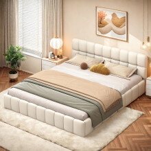 Doppelbett 140x190 cm, Bubble-Bett, Leinen, Beige
