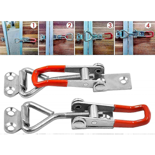 4 Pcs Toggle Clamp Latch, 100KG Adjustable Toggle Latch, Quick Release Toggle Catch Latch for Tool Boxes Trunk Cases - Galvanized Iron, Small Siz 2