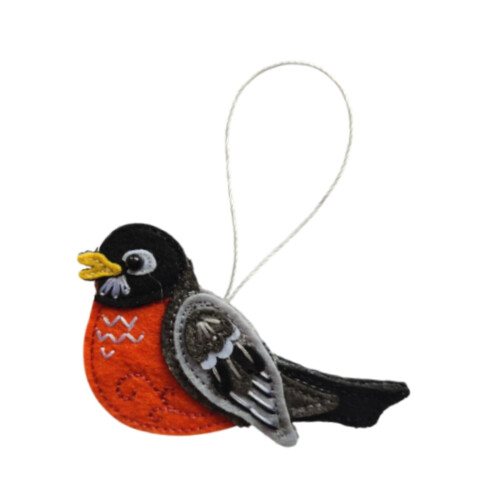 Felt Bird Ornament Christmas Tree Decoration Orange 2