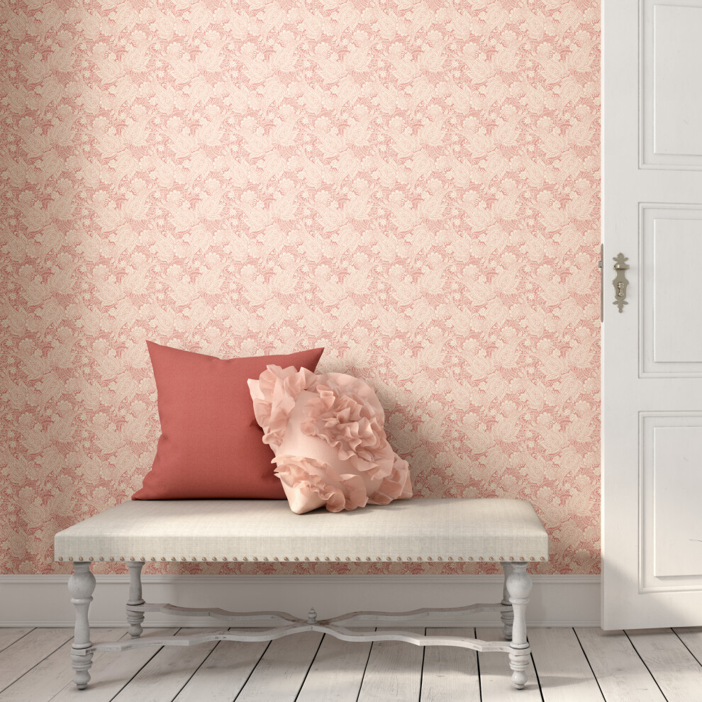 Paisley - Coral Pink 10M Wallpaper 754932988898