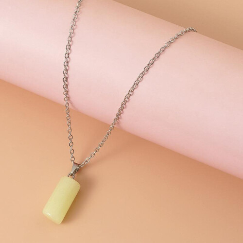 Fluorescent Crystal Pendant Necklace Hexagonal Stone Chain 2